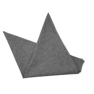 Gascoigne Large Pocket Square Gray White Gingham Check Cotton 16" X 16"